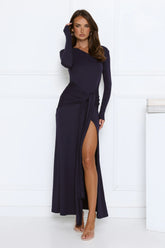 Sophisticated Silhouette Long Sleeve Maxi Dress Navy