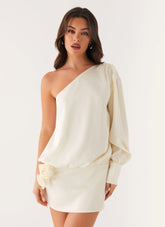 Pippie One Shoulder Mini Dress - Ivory