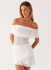 Nelly Off Shoulder Mini Dress - White