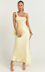 Calix Midi Dress - One Shoulder Slip Dress in Butter